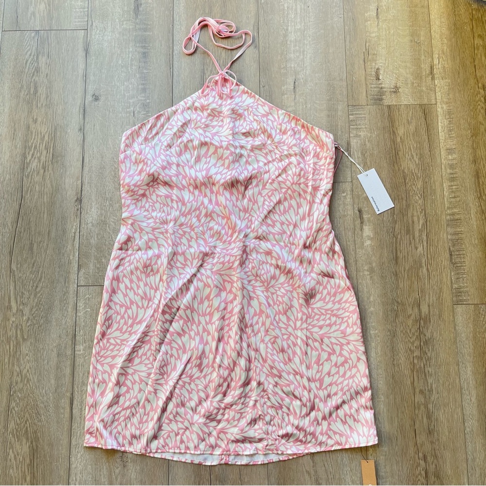 Reformation Poppie Heart Print Silk Halter Mini Dress - Picture 5 of 9